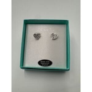 Swarovski Earrings Platinum Tone Heart Earrings